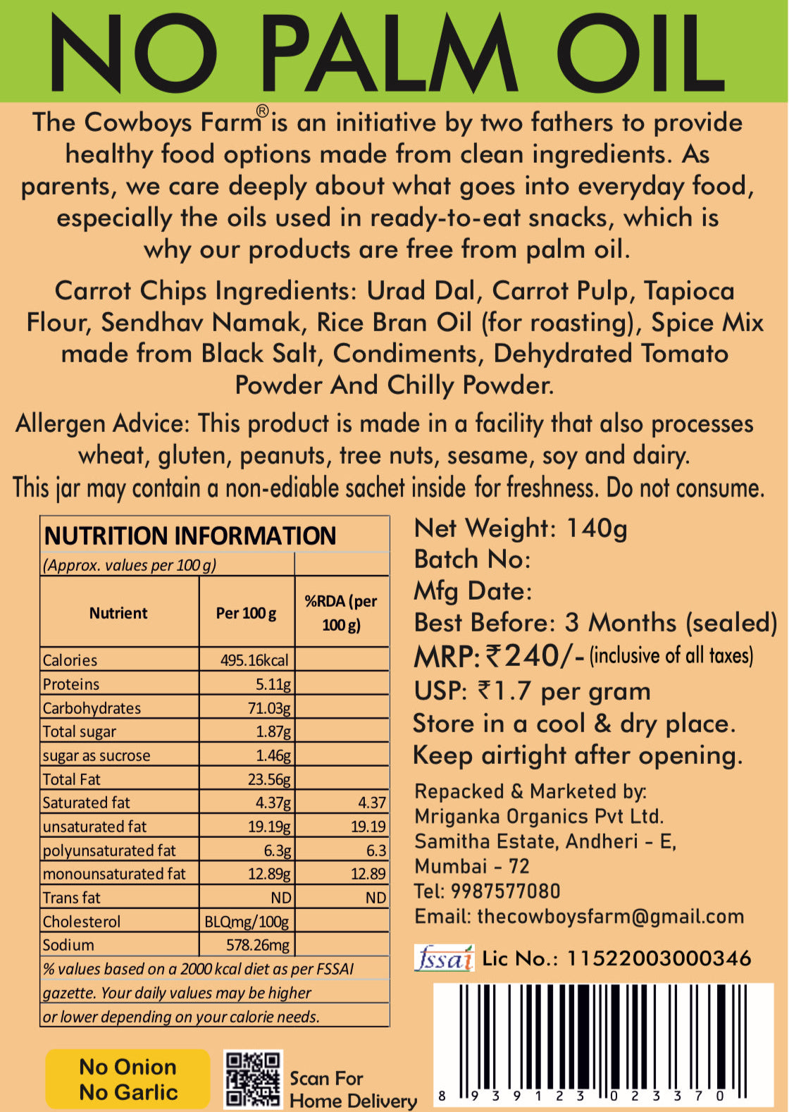 Carrot Chips (Made with gluten free ingredients)