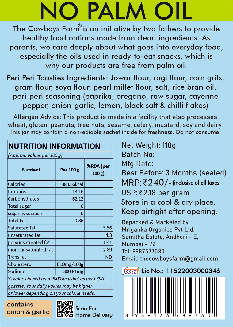 Crunchy Peri Peri Millet Toasties (260g)