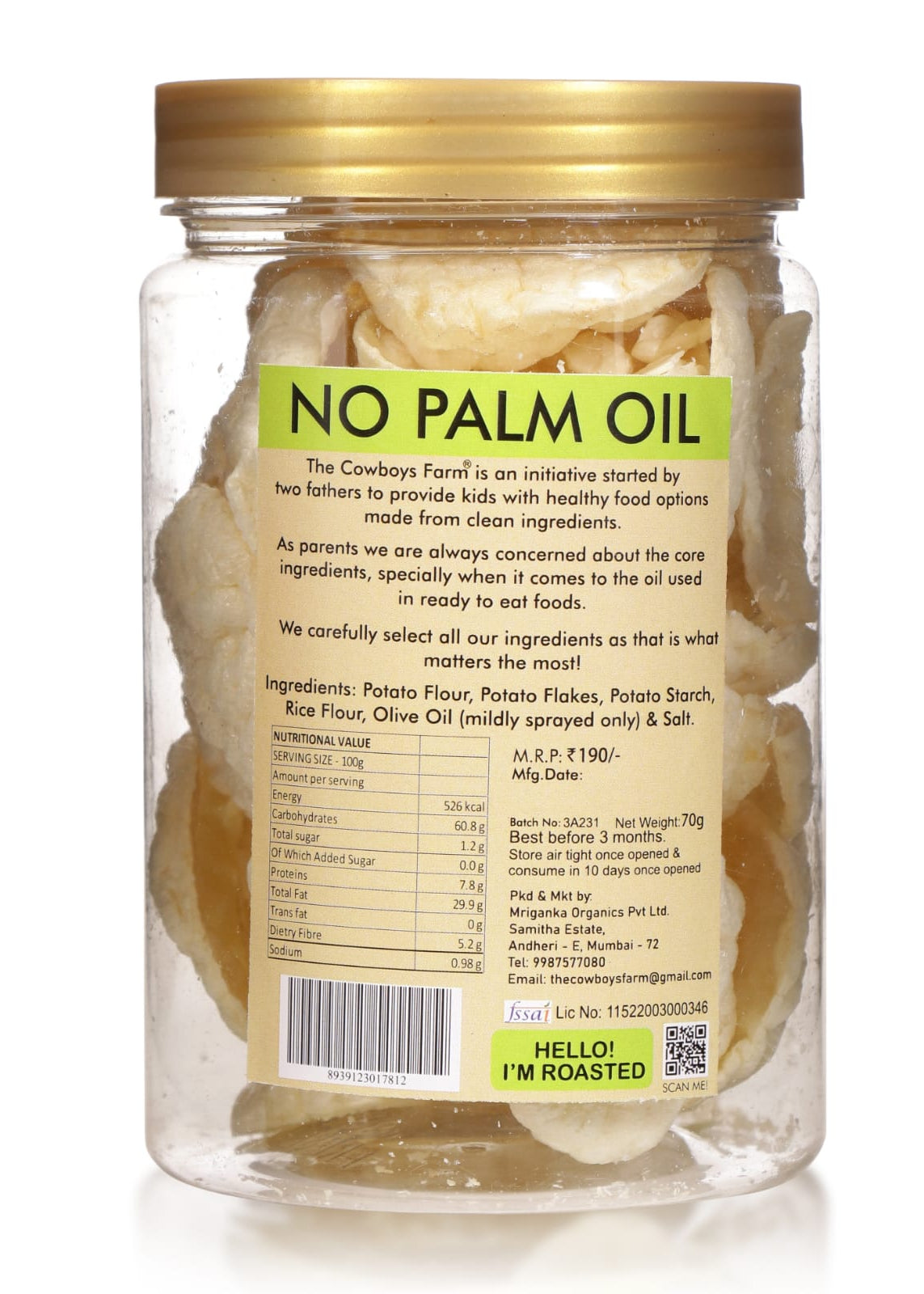 Non Fried Potato Wafers 130 gms