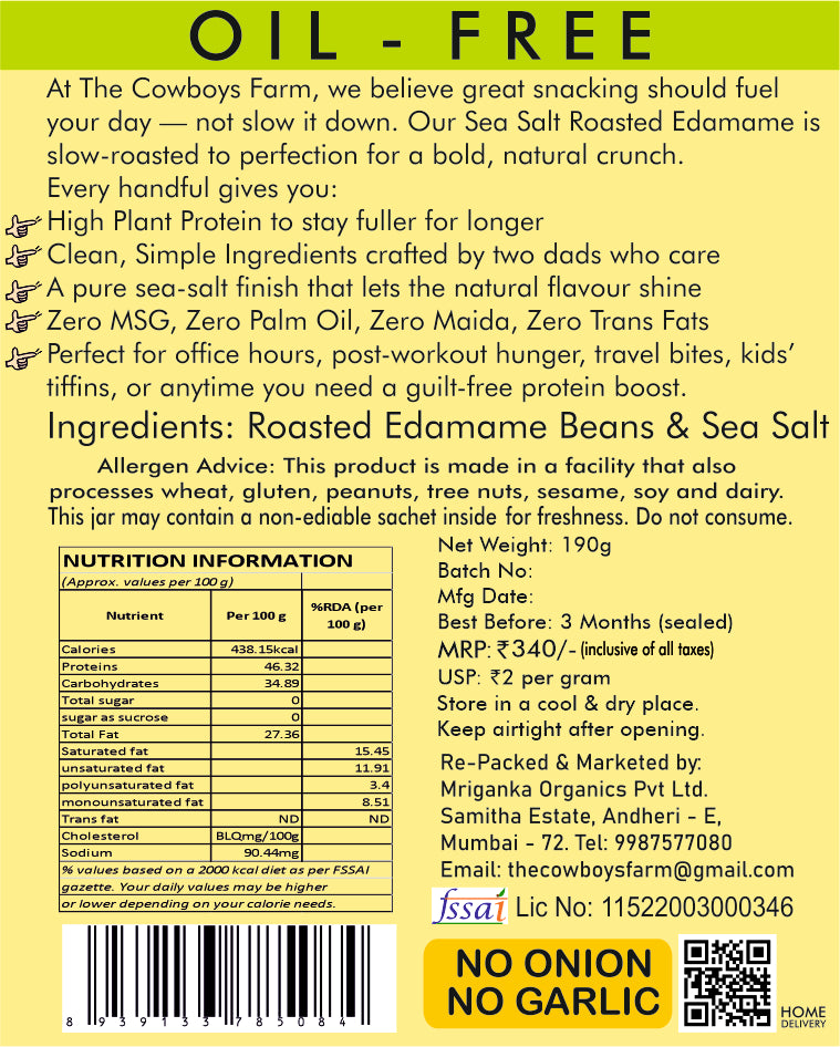 Roasted Edamame – High-Protein Sea Salt Super Crunch (190 gms)