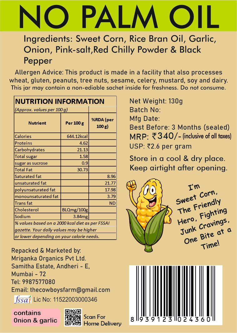 Sweet Corn with Extra Crunch  (Air Crisped) (130gms)