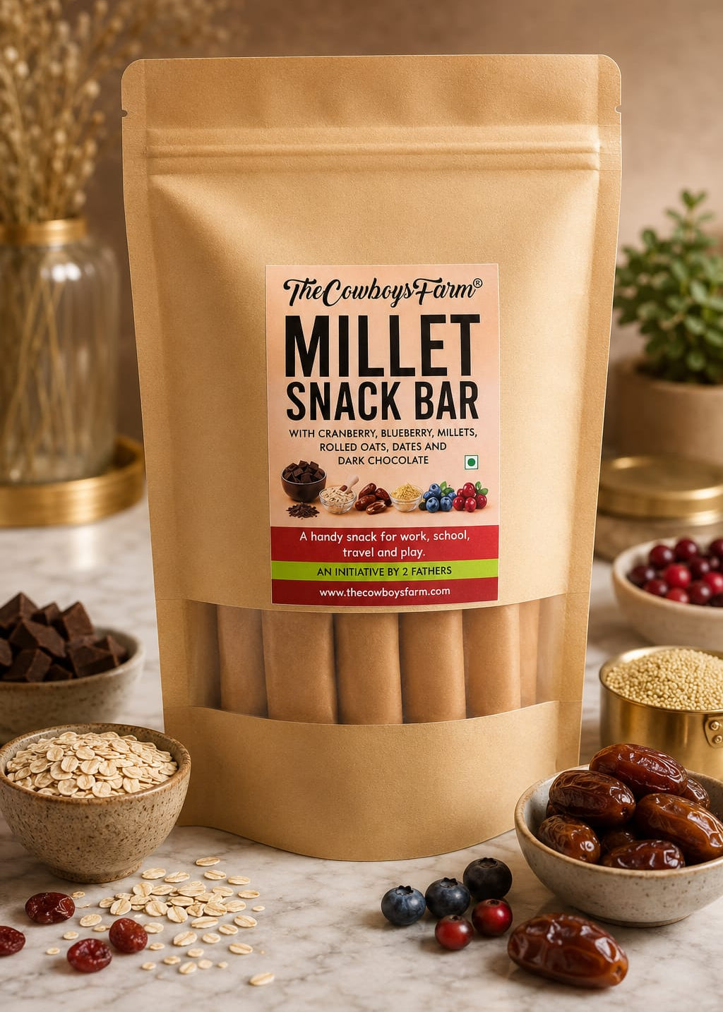 Millet Snack Bar - Dark Chocolate & Berries (5 piece Value Pack)