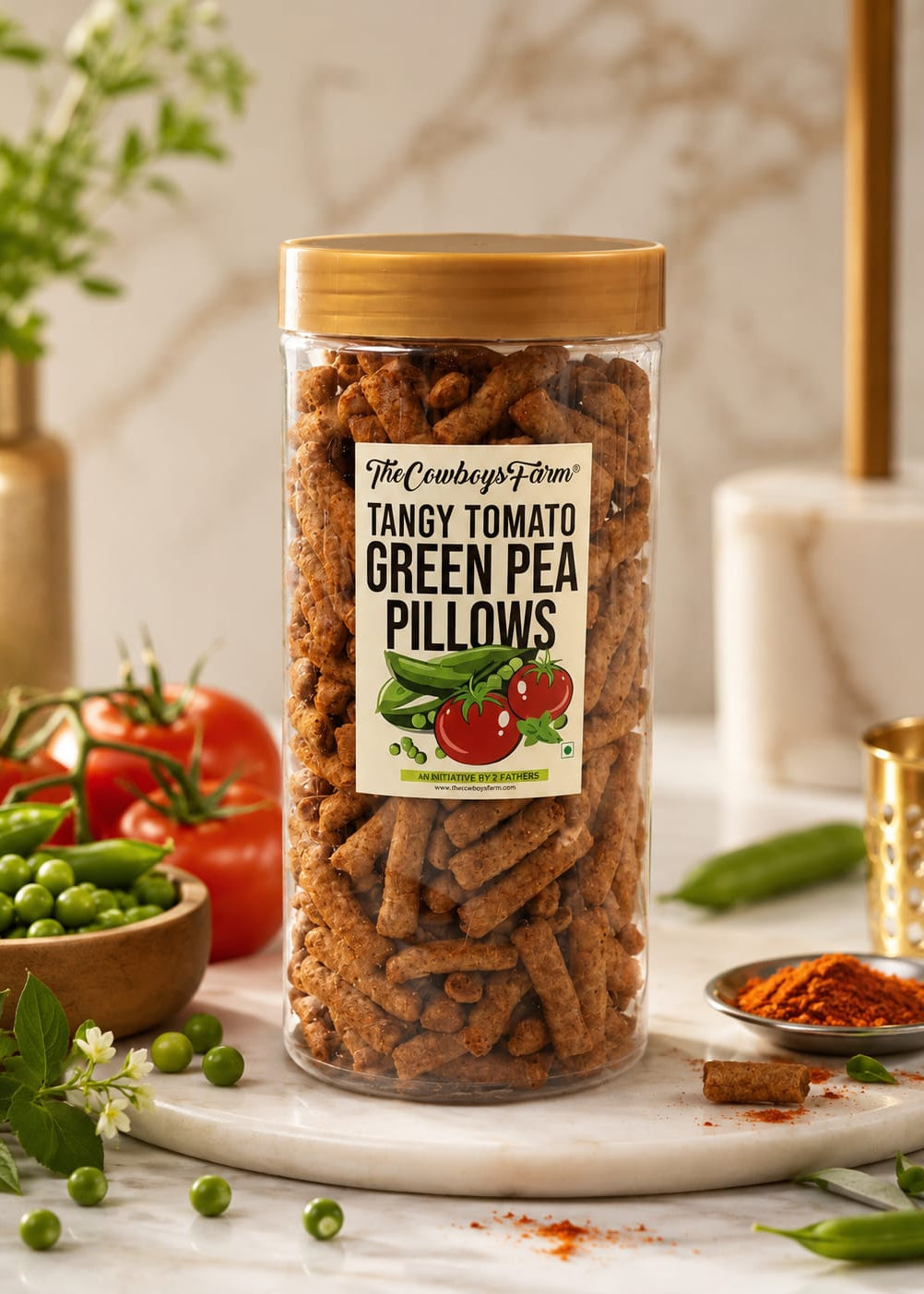 Tangy Tomato Green Pea Pillows